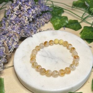 Yellow Agate with lava stone gemstone bracelet
